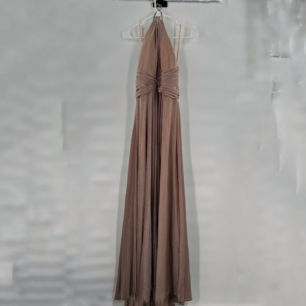 Fancy Schmancy brown halter maxi dress size 4